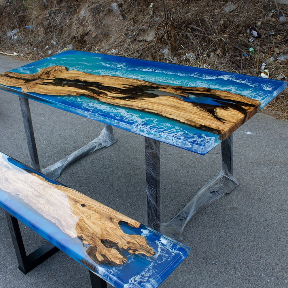 Table and Bench| Epoxy Table | Almas Turkey